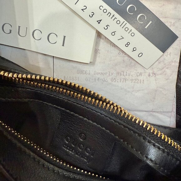 GUCCI - NWT Black Leather Small Tote/Shoulder Bag - Authentic, Style #154395 - Picture 13 of 15